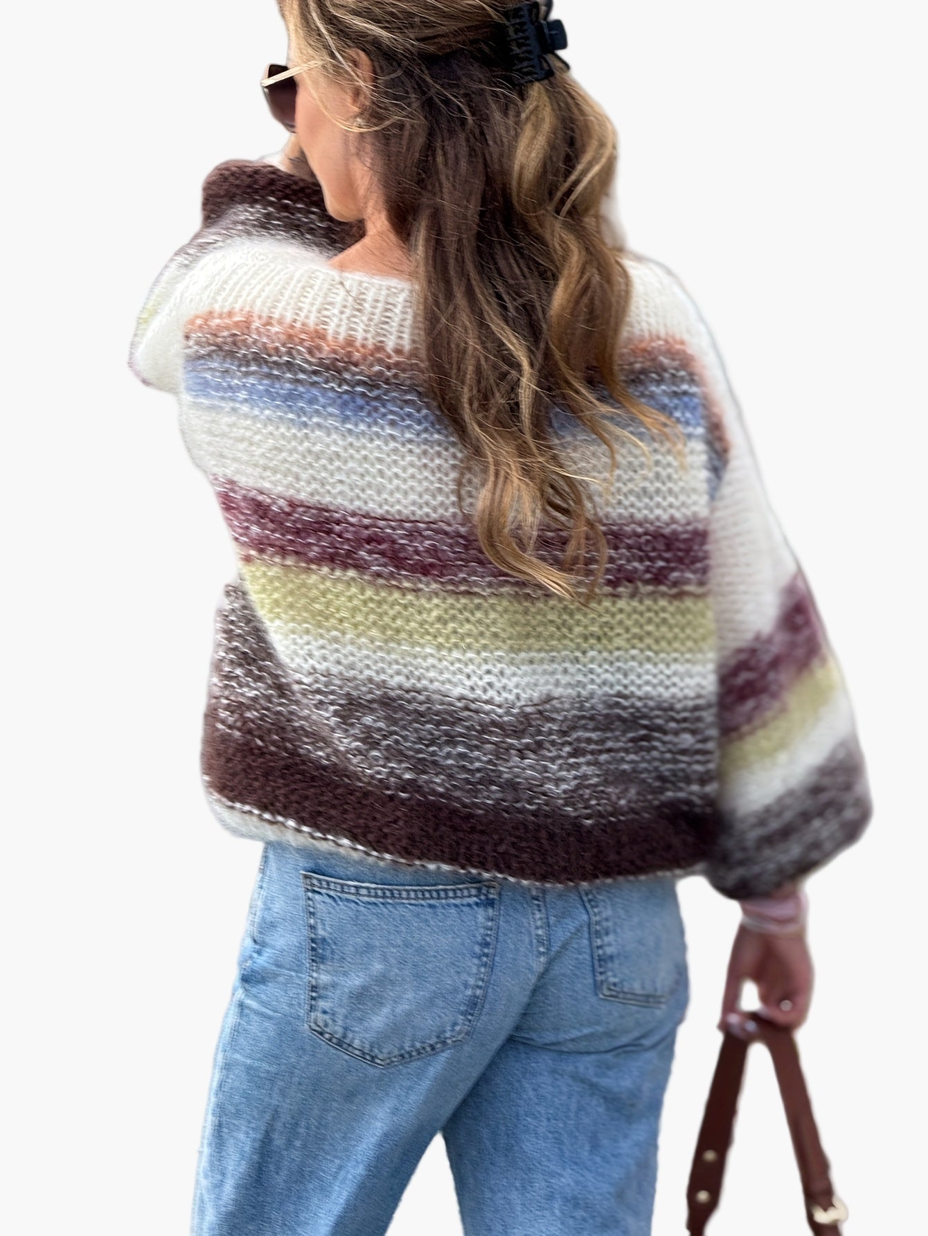 Jersey elegante de mujer a rayas – Jersey de punto para otoño/invierno y tiempo libre