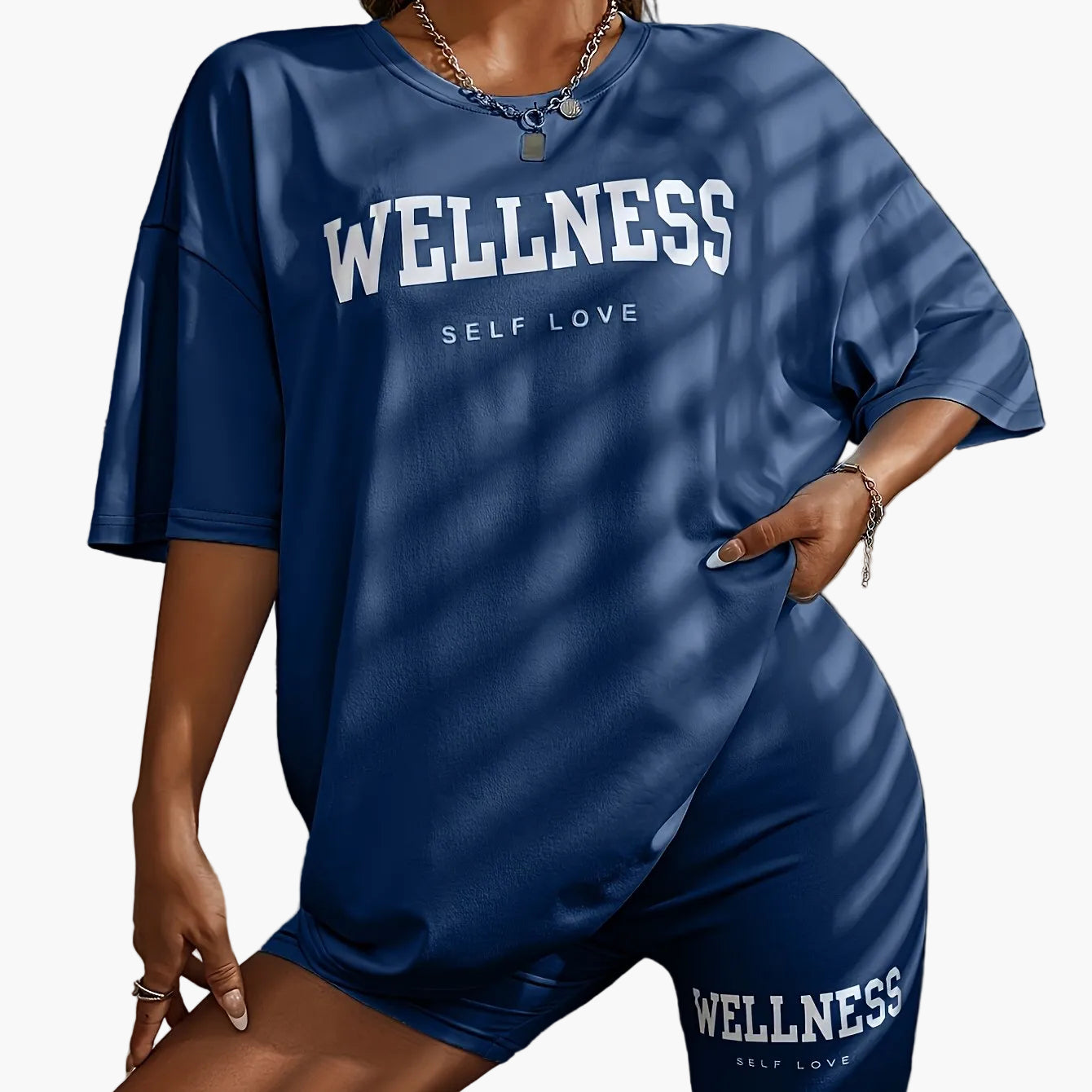 Damen Wellness Lounge Set Oversize T-Shirt & Radlerhose – Freizeit & Self Love Outfit