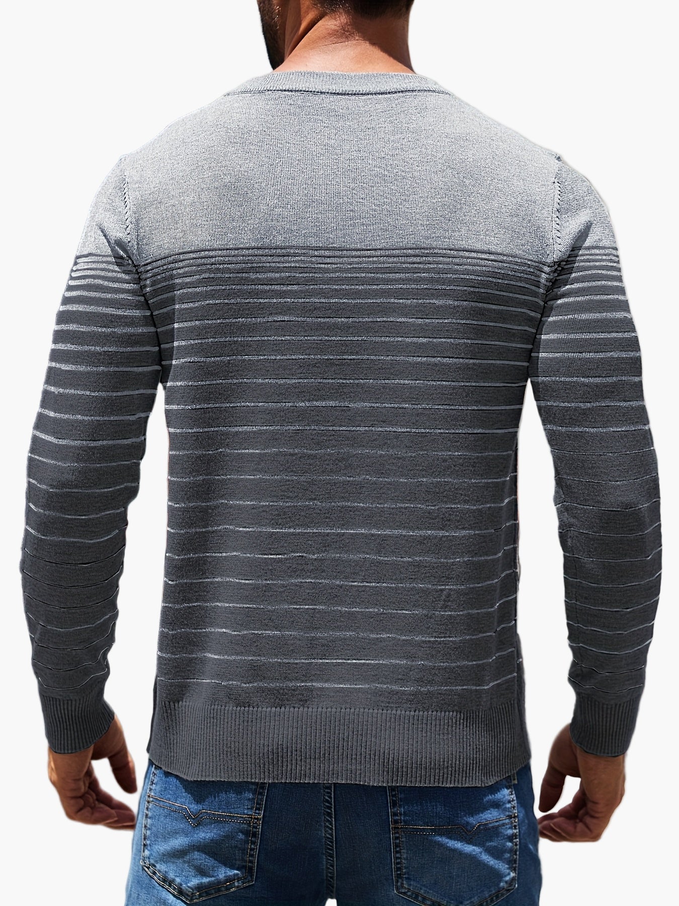 Herren Strickpullover mit Streifenmuster – Lässiger Freizeit-Look für Alltag und Büro