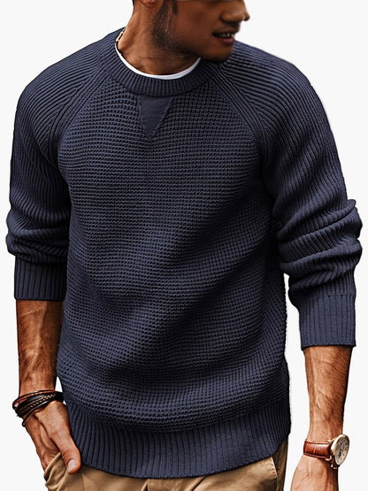 Męski sweter z dzianiny w stylu vintage, regular fit, z okrągłym dekoltem