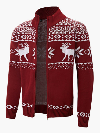 Herren Strickjacke mit Rentiermuster – Winterliche Casual Strickmode für Freizeit und Feste