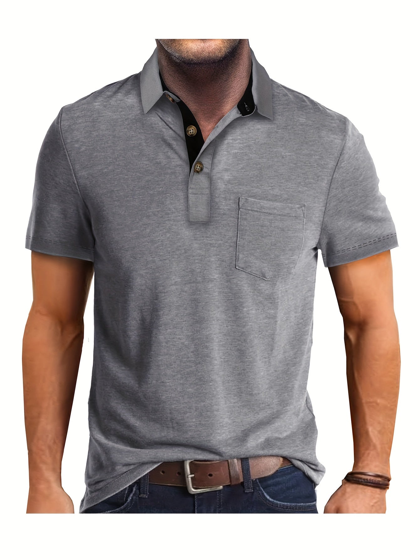 Polo uomo manica corta con taschino – Camicia casual moderna per tutti i giorni e il tempo libero