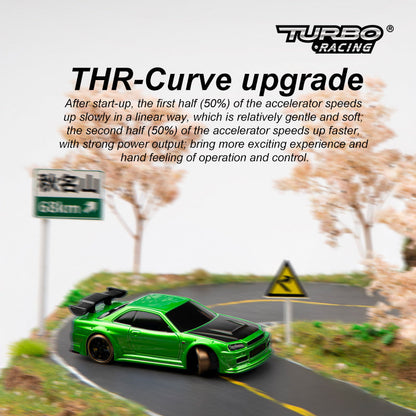 1:76 RC driftbil C64 – turbo racermodelbil til drenge fra 14 år, fjernstyret driftbil med gyro og LED-forlygter