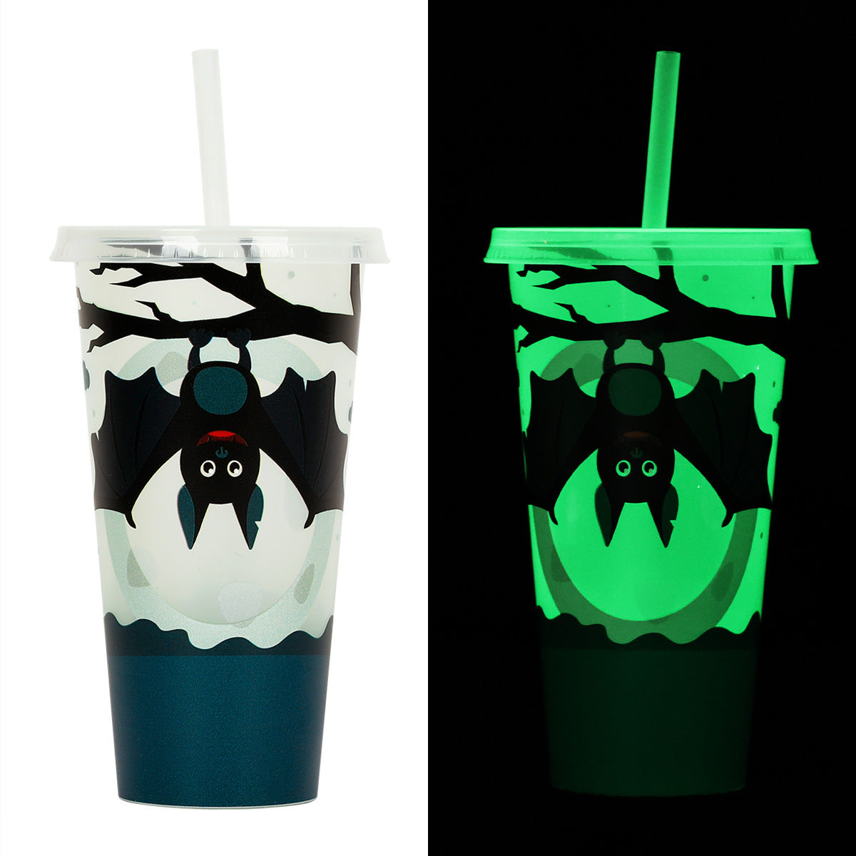 Gobelet Halloween avec paille – Gobelet créatif pour fêtes et décorations effrayantes