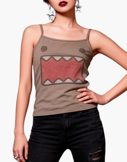 Dame Y2K streetwear tanktop med tegneserieprint – trendy top til sommer og fritid