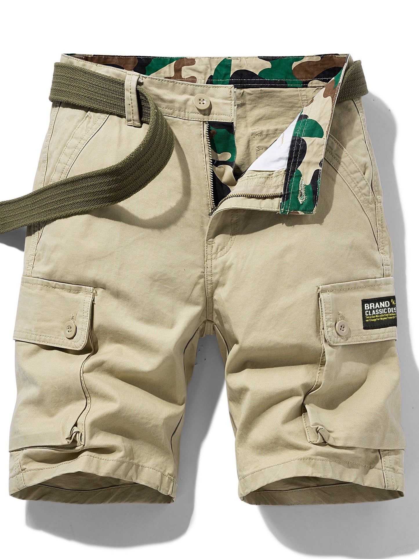Herren Cargo-Shorts im Casual-Design mit Gürtel und Taschen – Ideal für Freizeit und Outdoor