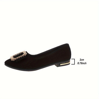 Damen Elegante Slip-On Ballerinas mit Strass-Schnalle – Modische Schuhe für Alltag und besondere Anlässe