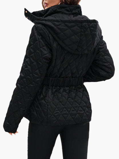 Doudoune pour femme avec ceinture et capuche – Manteau d'hiver élégant pour le quotidien et les loisirs