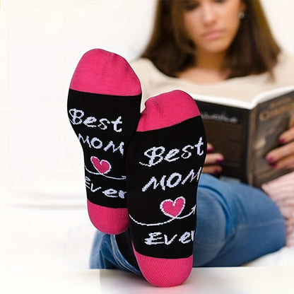 Damen Socken Geschenk Lustig – Best Mom Ever – Bequeme Freizeitsocken für Mütter, Muttertagsgeschenk, Geburtstagsidee