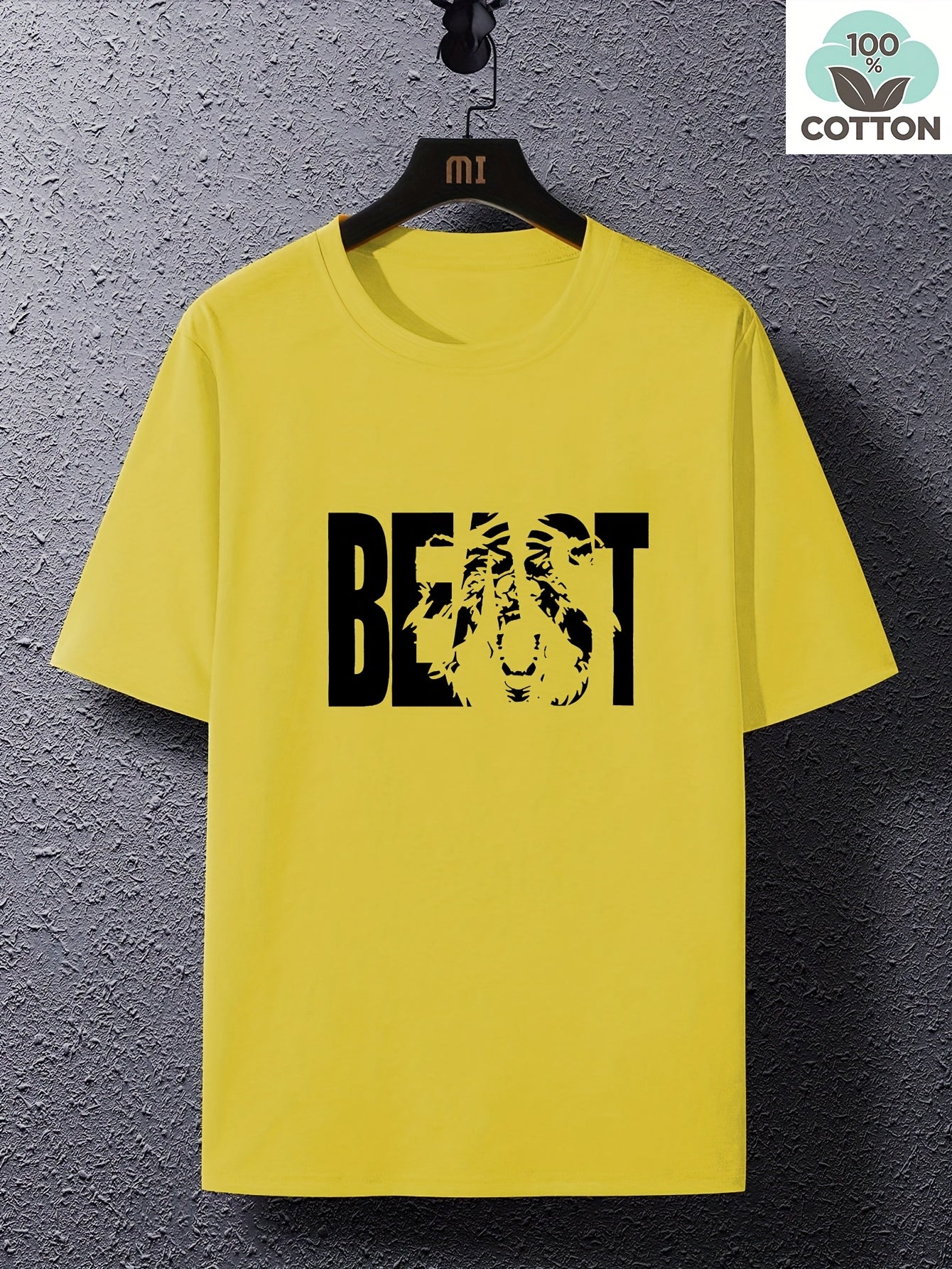 Herren T-Shirt im Urban Style mit „BEAST“-Print – Oversize, Streetwear, Motivdruck