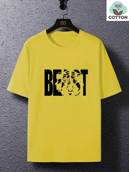 Herren T-Shirt im Urban Style mit „BEAST“-Print – Oversize, Streetwear, Motivdruck
