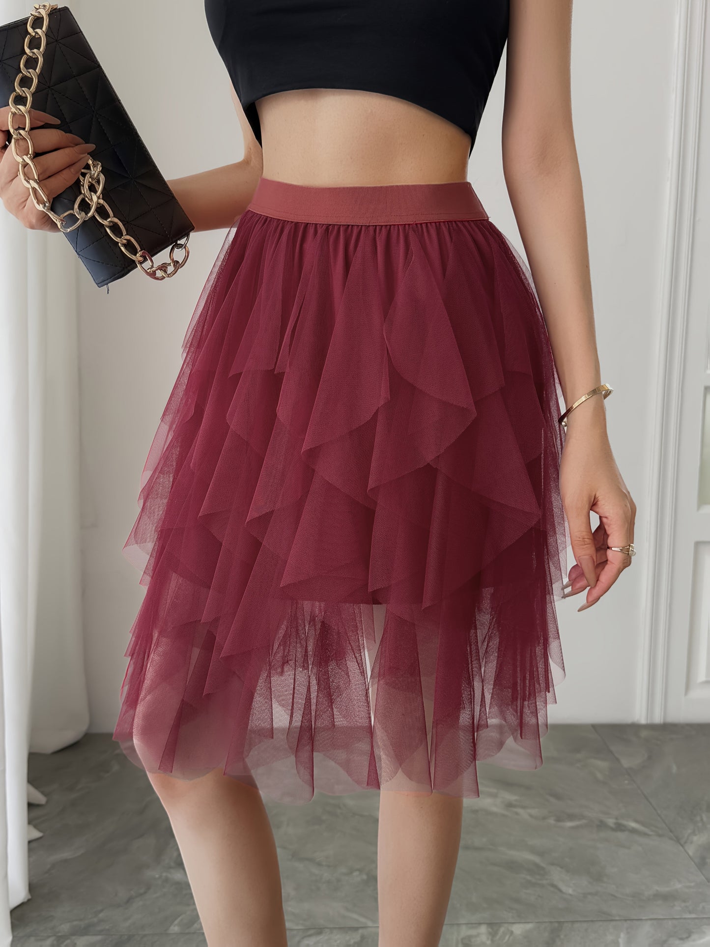 Damen Tüllrock Kurz Mehrlagig Flatternd Eleganter Stil – Perfekt für Party und Alltag