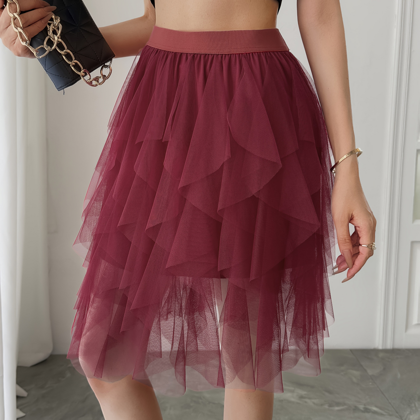 Damen Tüllrock Kurz Mehrlagig Flatternd Eleganter Stil – Perfekt für Party und Alltag