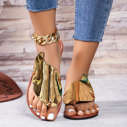 Sandalias de dedo para mujer – Flats de moda para tiempo libre y vacaciones
