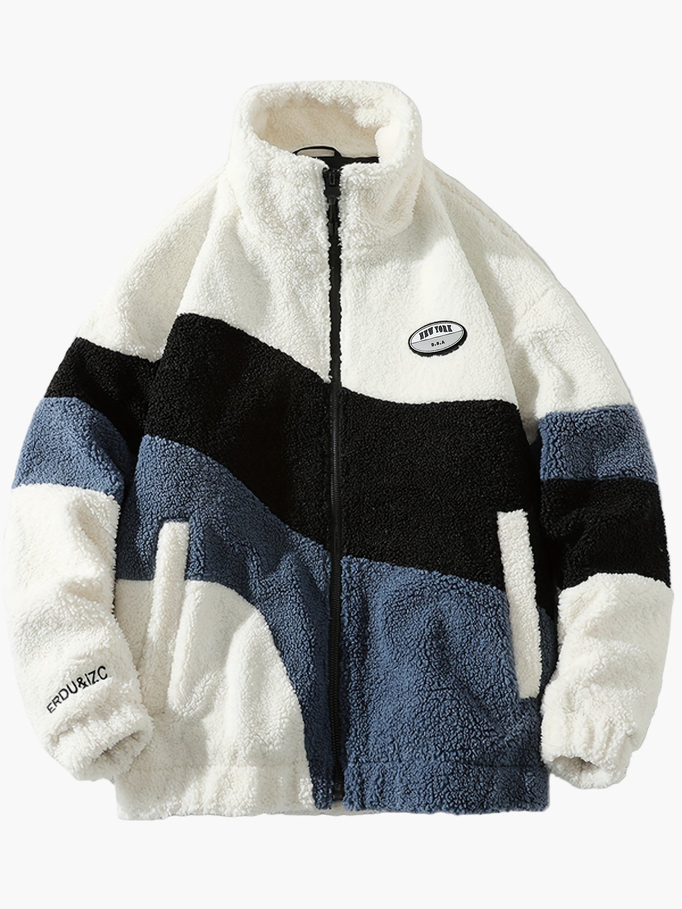 Herre preppy stil softshelljakke med farveblok-design og ståkrave – Fritidsjakke med lynlås