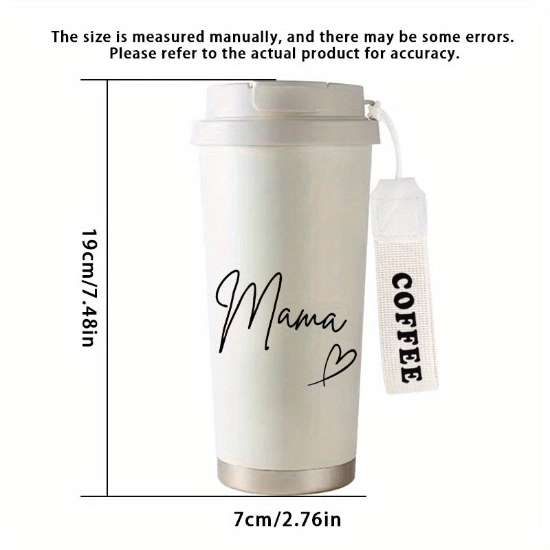 Mama thermobeker dames – stijlvolle reisbeker met opschrift en draaglus, perfect voor koffie & thee onderweg