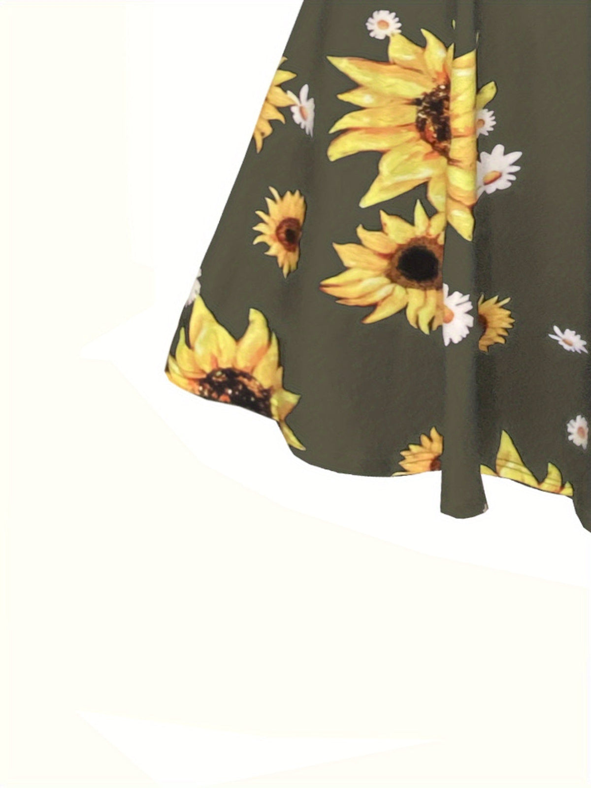 Damen Vintage Sommerkleid mit Sonnenblumenmuster und Knopfleiste – Elegantes Freizeitkleid für Frühling und Sommer