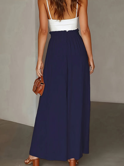 Dames maxirok met hoge taille en wijde pijpen – Elegante vrijetijdsstijl voor lente en zomer