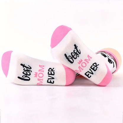 Chaussettes femme avec inscription – Idée cadeau amusante pour mamans – Meilleure maman du monde – Chaussettes confortables pour loisirs