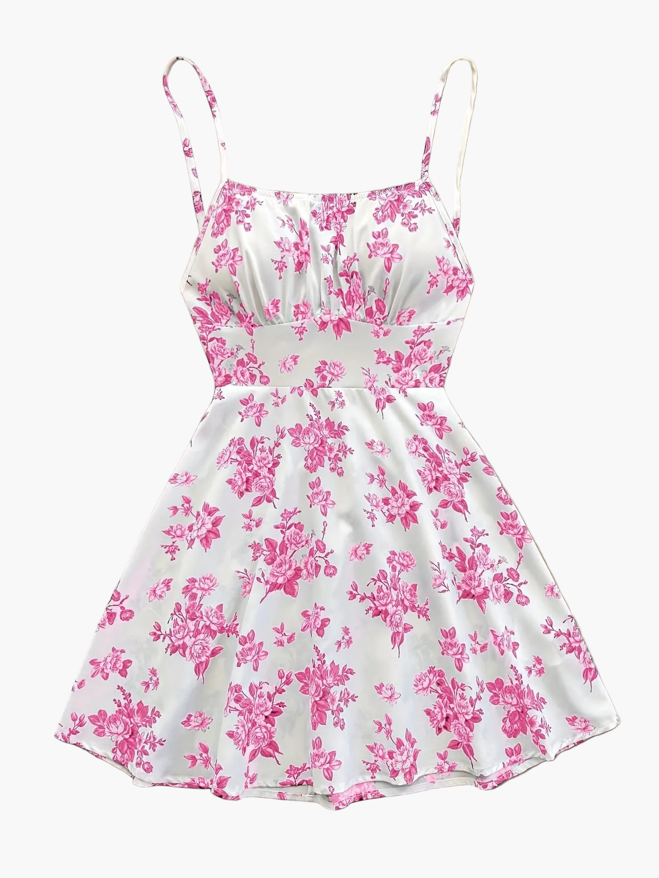 Dame sommerkjole elegant med blomsterprint og spaghetti-stropper – Perfekt for fritid og spesielle anledninger