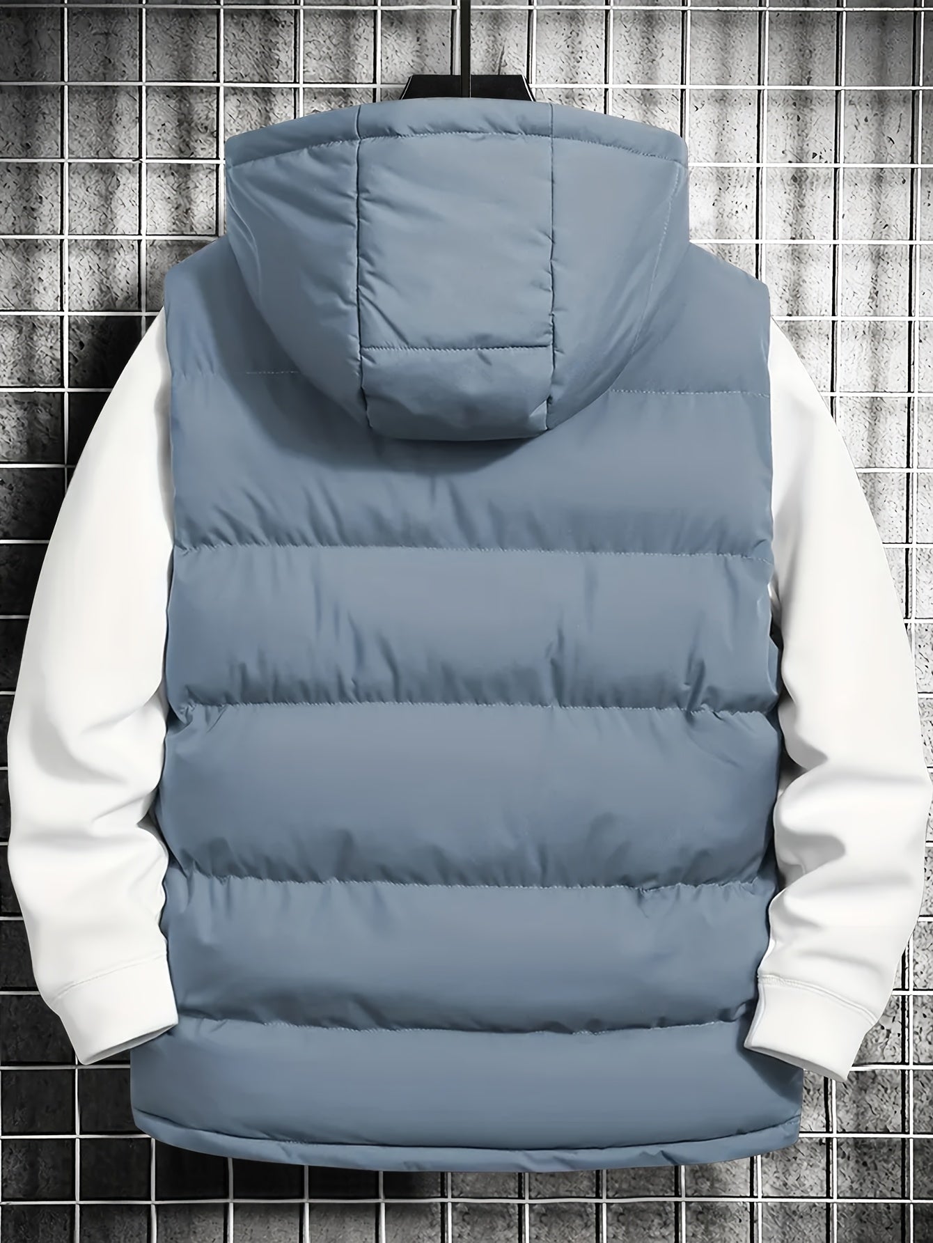 Herren Puffer-Weste mit Kapuze, gesteppt, schwarz
