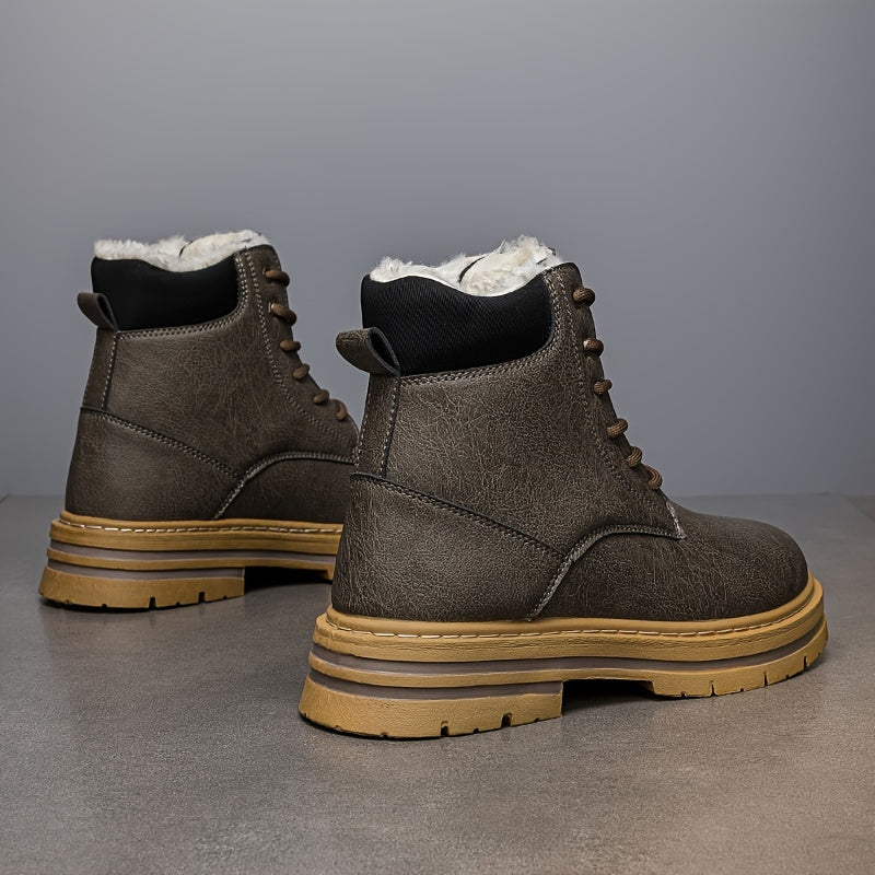 Herren Winterstiefel gefüttert Schnürstiefelette flache Sohle