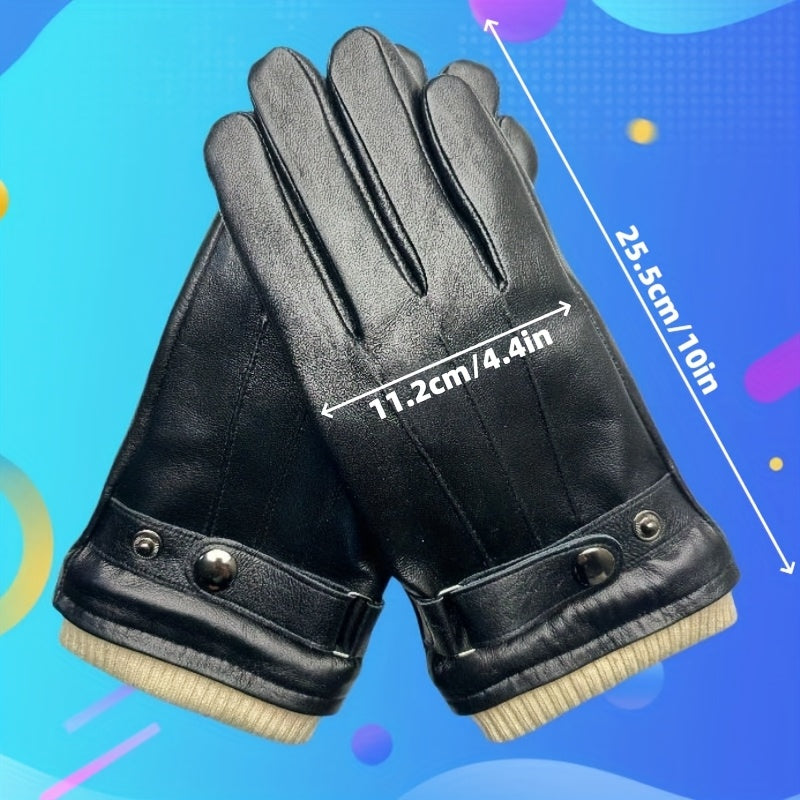 Herren Handschuhe mit Strickbündchen und Riegel Braun