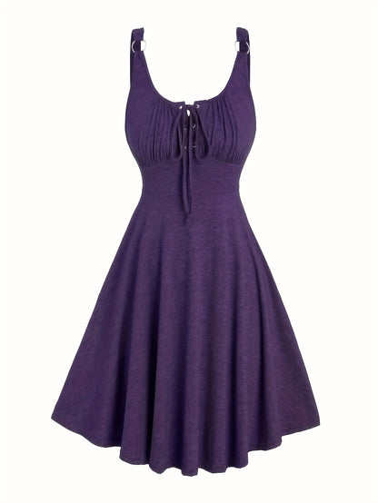 Damen Freizeit Skaterkleid mit Schnürung – Elegantes Sommerkleid für Alltag & Ausgehen