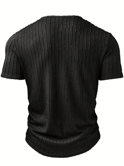 Heren Korte Mouw Henley T-shirt – Modieus Vrijetijdsshirt voor Zomer en Dagelijks Gebruik