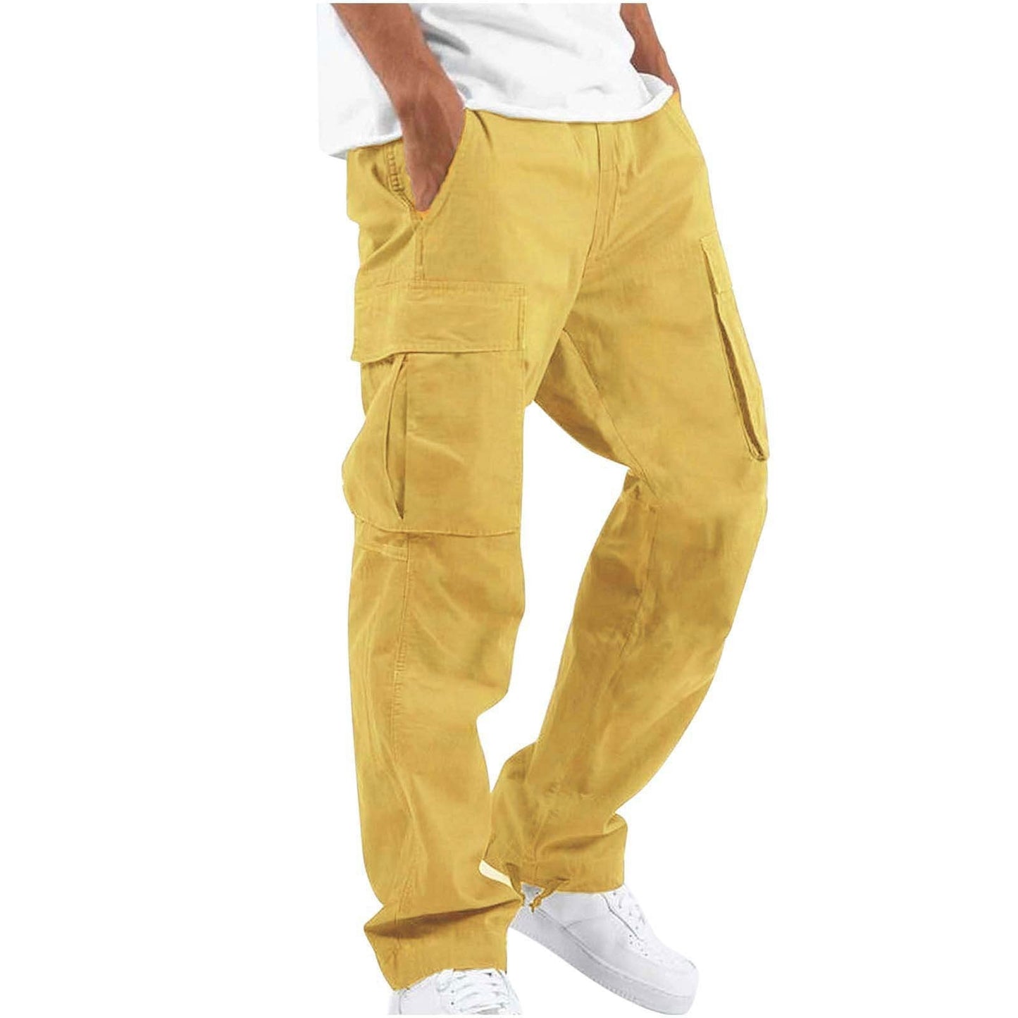Pantalon cargo pour homme style streetwear – Pantalon décontracté confortable à coupe droite avec grandes poches