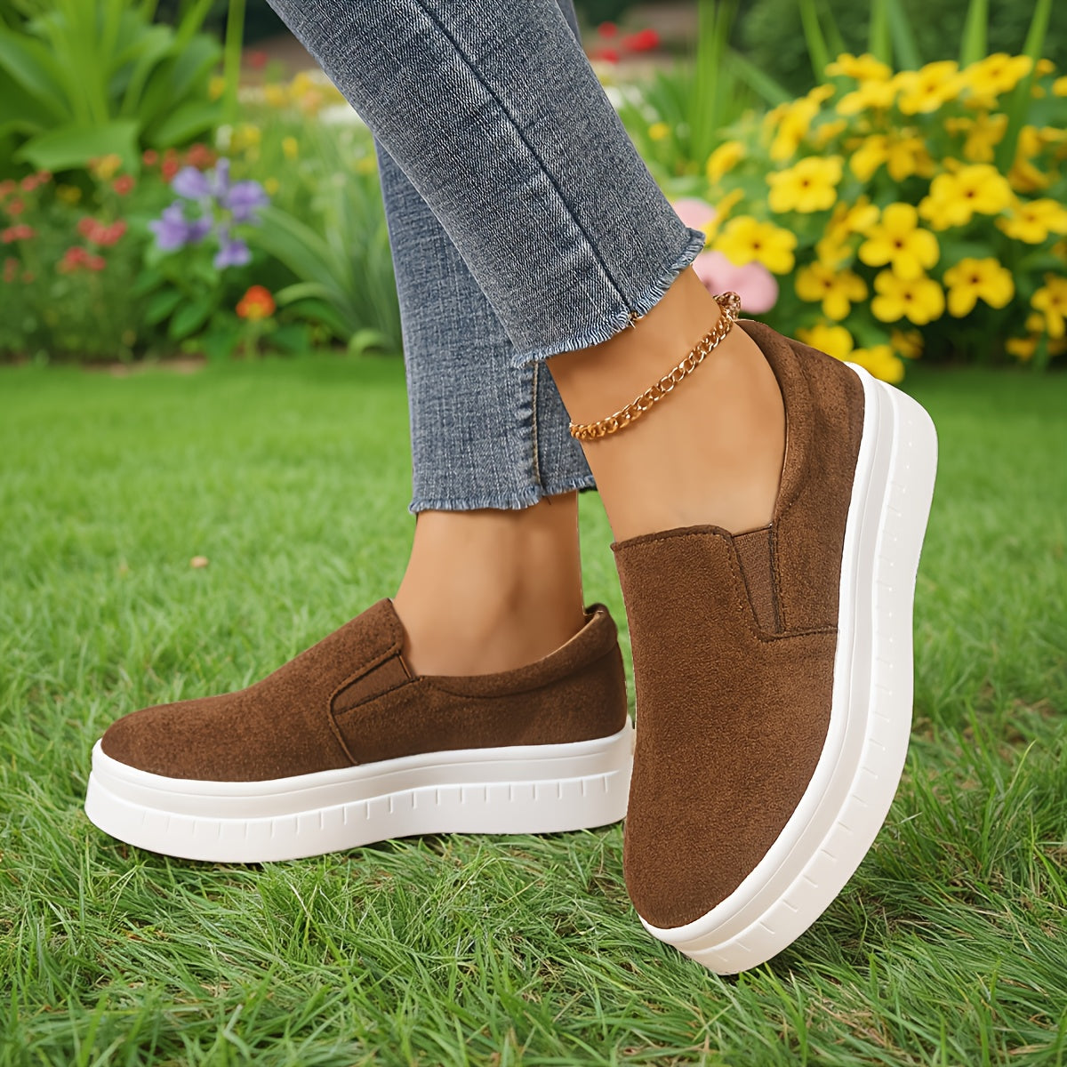 Sneaker Slip-On Donna con Plateau – Elegante Stile Penny-Loafer per Primavera e Quotidiano