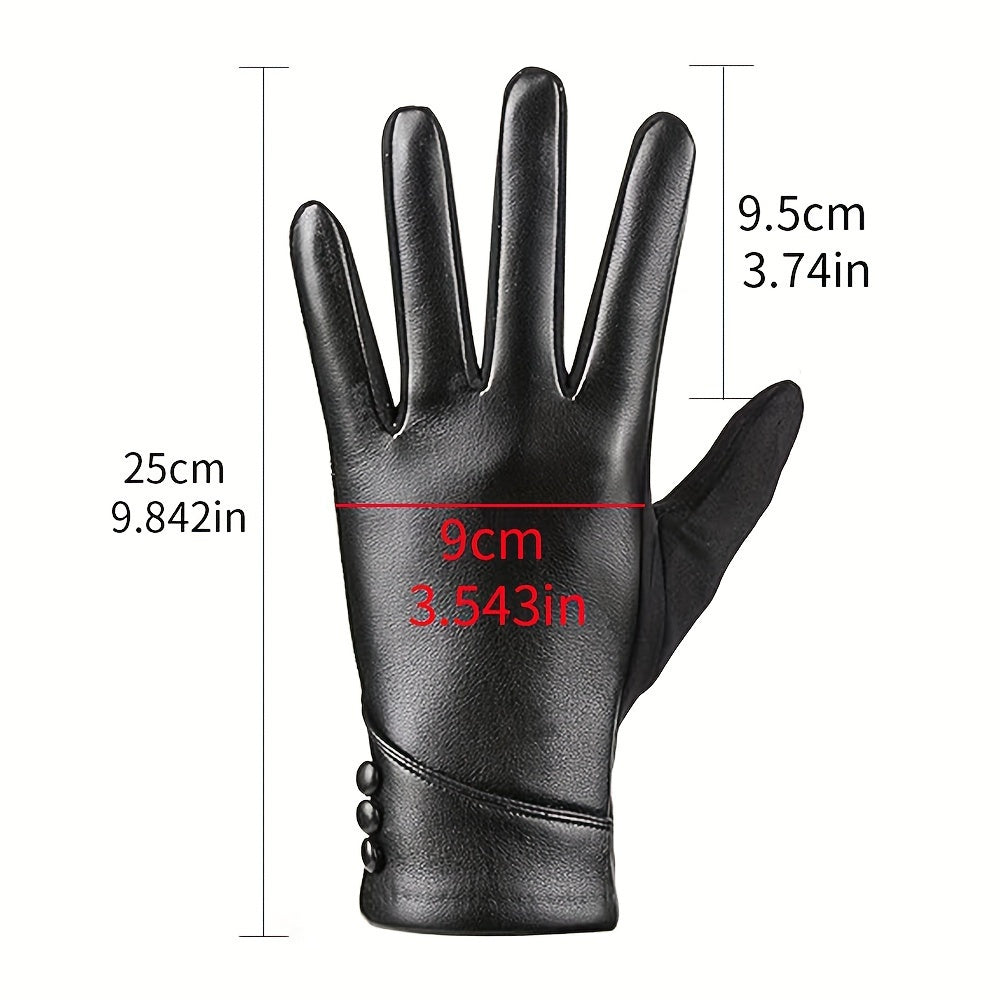 Damen Handschuhe schwarz mit Zierknöpfen