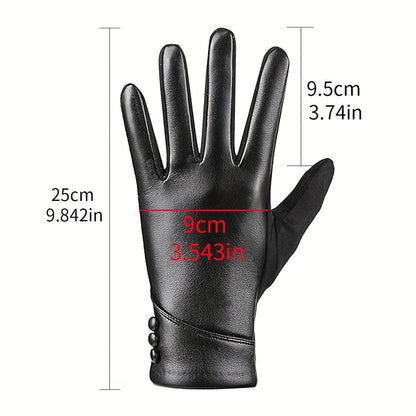 Damen Handschuhe schwarz mit Zierknöpfen