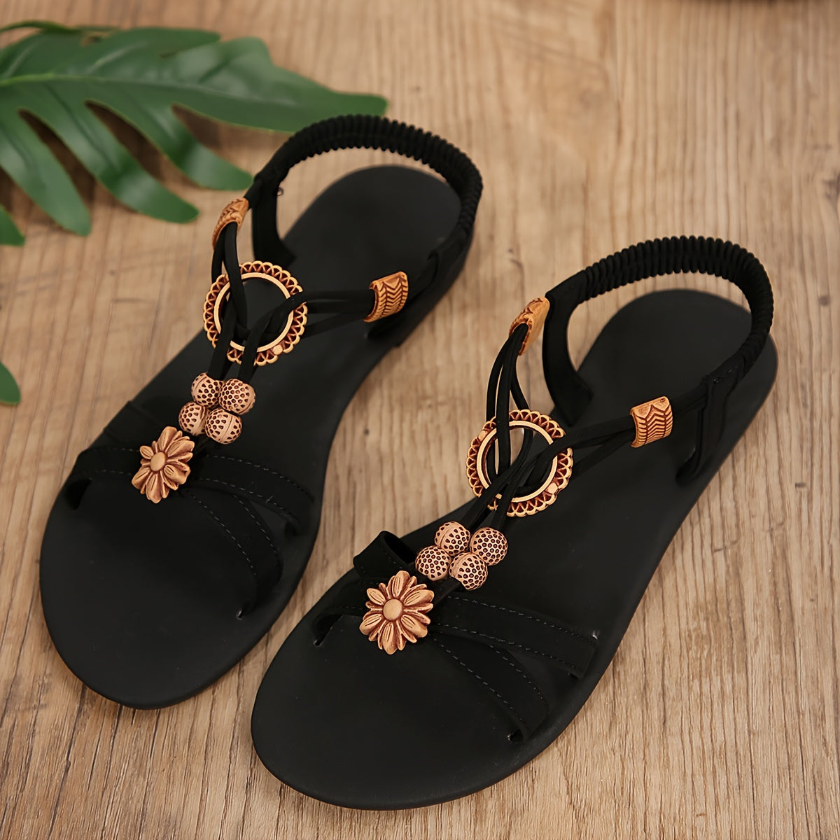 Damen Sandalen mit Blumenverzierung – Bequeme Sommer-Strandschuhe, Casual Stil