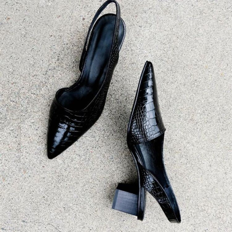 Damen Slingback Pumps mit Blockabsatz – Elegante Spitzenschuhe für Alltag und Büro