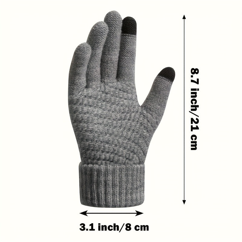 Guantes de punto unisex con función para pantalla táctil, con forro cálido