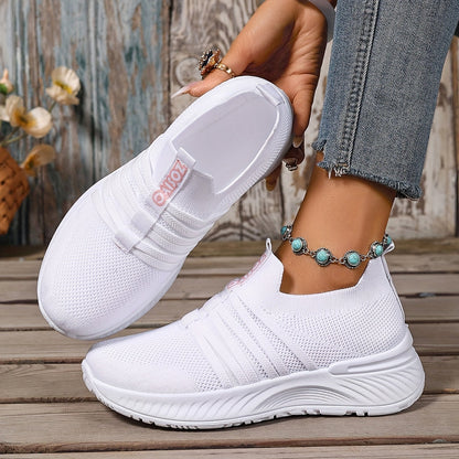Sneaker Slip-On da donna con motivo a righe – Scarpe casual comode per tutti i giorni e viaggi