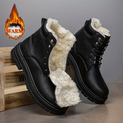 Herren Winterstiefel gefüttert Schnürstiefelette flache Sohle