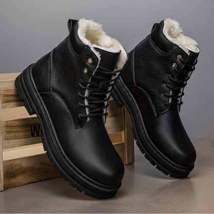 Herren Winterstiefel gefüttert Schnürstiefelette flache Sohle