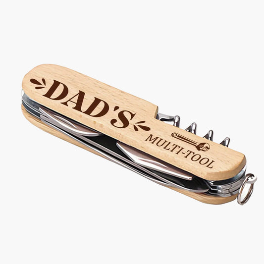 Vielseitiges Herren-Multitool – Geschenk für Väter, graviert "Dad's Multi-Tool", klassisch, ideal für Alltag, Camping & Outdoor