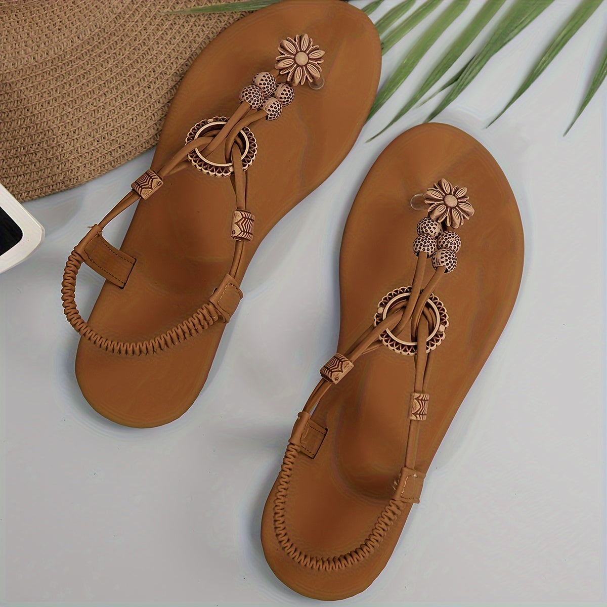 Infradito da donna con decorazione floreale boho – Scarpe estive comode per tempo libero e vacanze