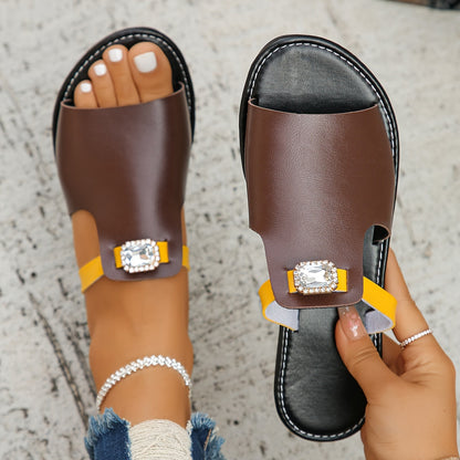 Sandali slip-on da donna con dettaglio di pietre preziose – Slides alla moda per tutti i giorni e il tempo libero