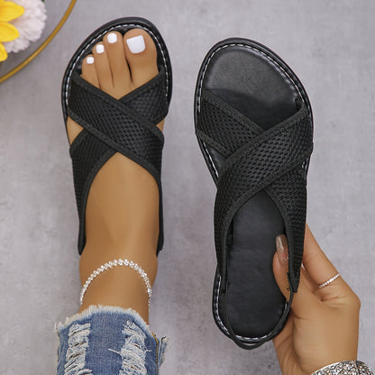 Sandali da donna comodi per il tempo libero con cinturini incrociati – Scarpe estive confortevoli per tutti i giorni e per le vacanze