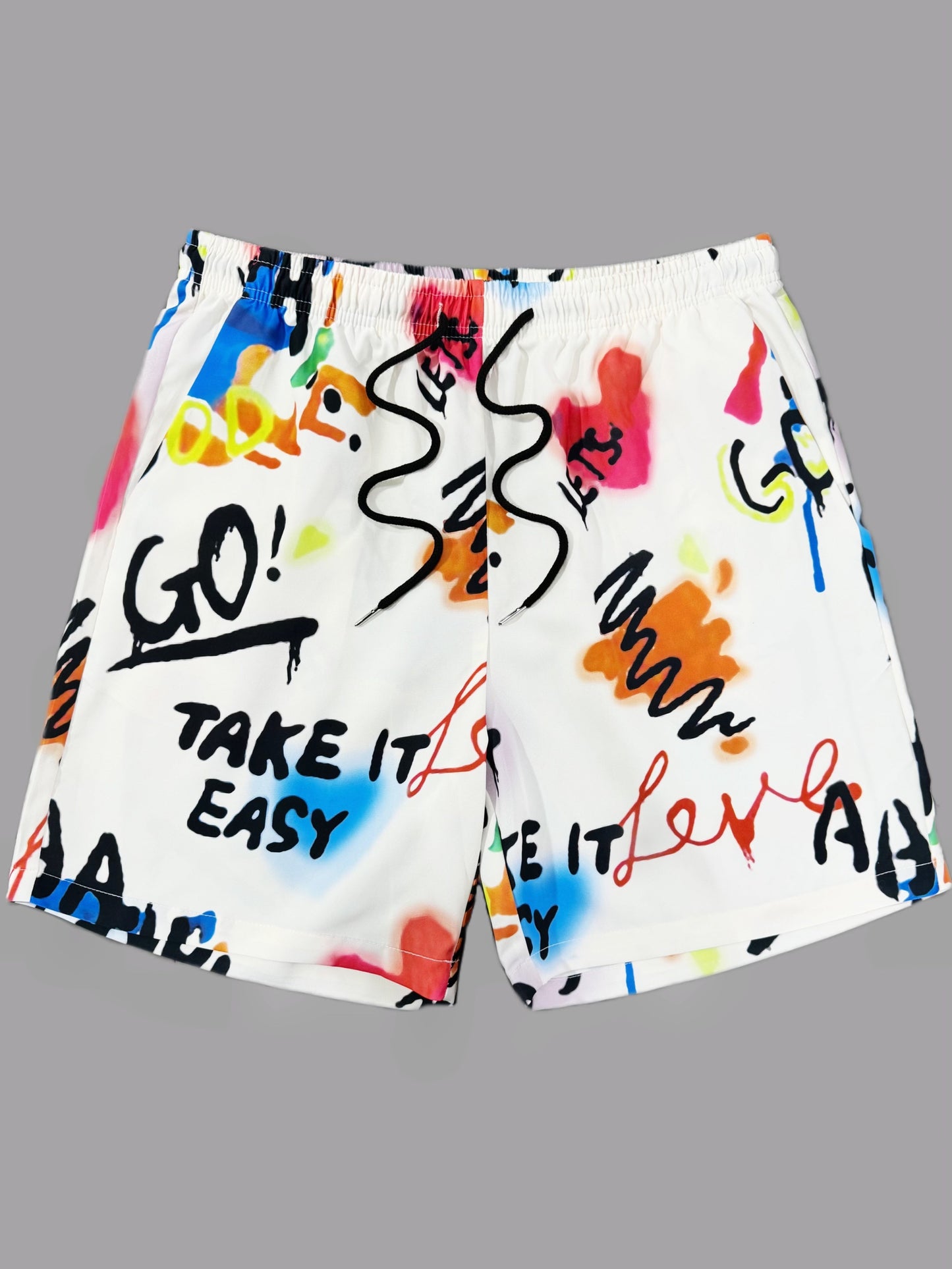 Herren Streetwear Shorts mit Graffiti-Print – Lässige Motivationsshorts für Freizeit und Sommer
