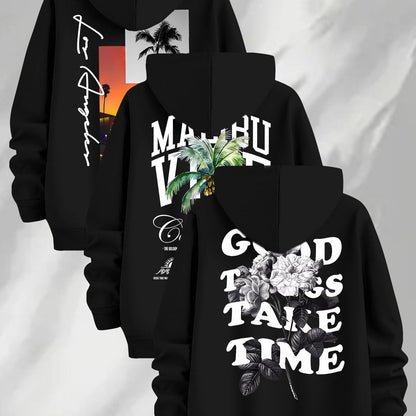 Hoodie mit Kapuze & Kordelzug, Fronttasche, Langarm, verschiedene Designs