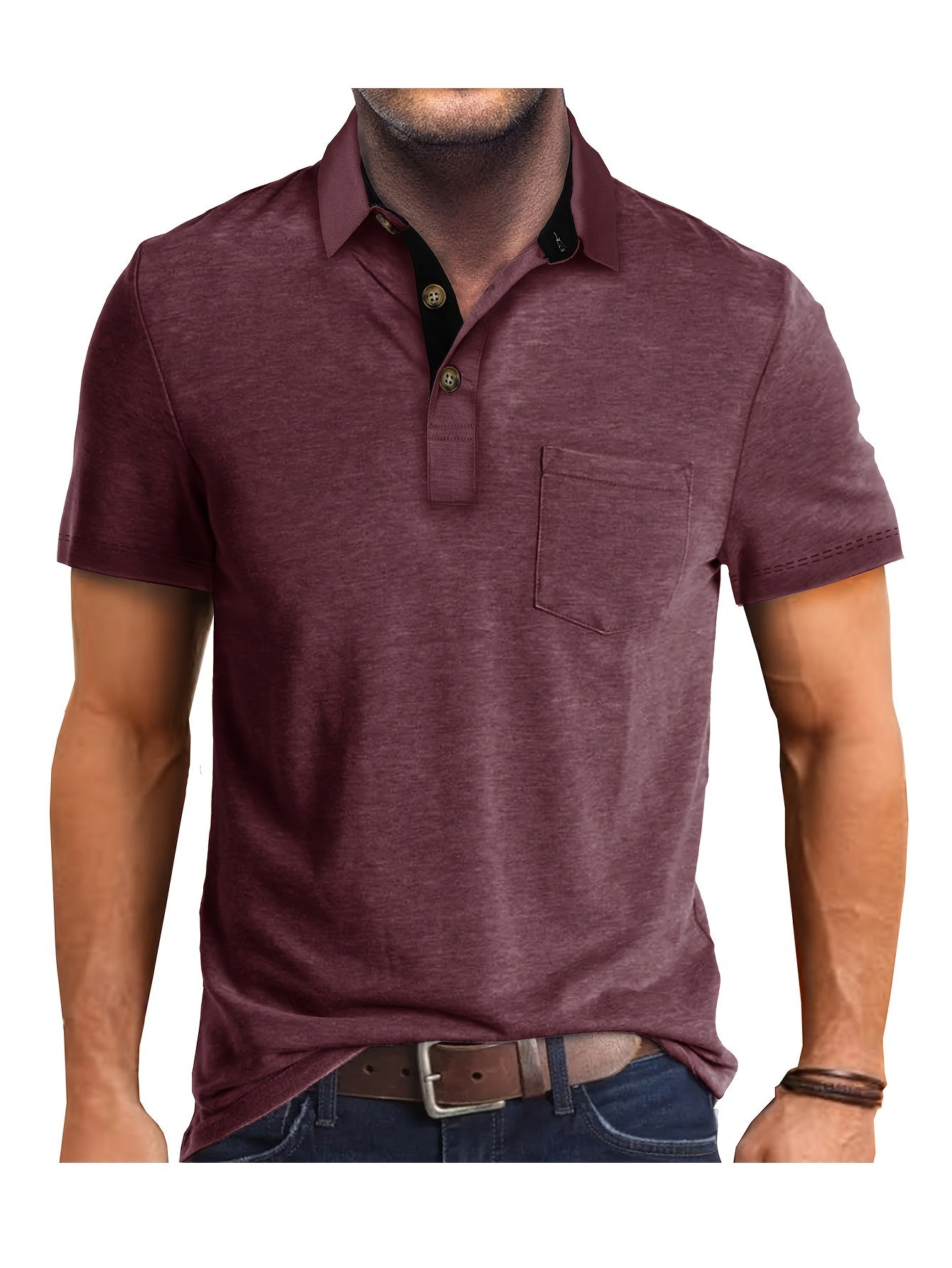 Polo uomo manica corta con taschino – Camicia casual moderna per tutti i giorni e il tempo libero