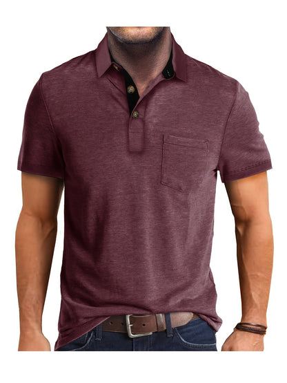 Polo uomo manica corta con taschino – Camicia casual moderna per tutti i giorni e il tempo libero