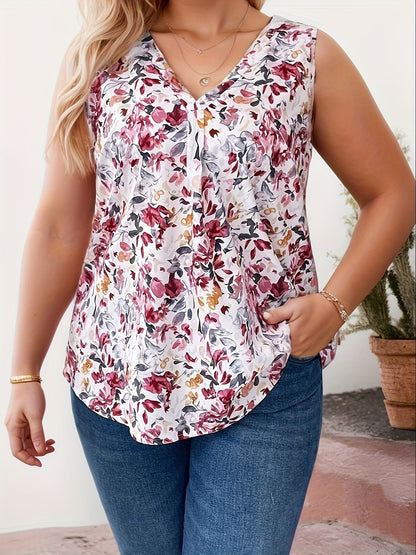 Damen Elegante Ärmellose Bluse mit Blumenmuster für Alltag und Freizeit