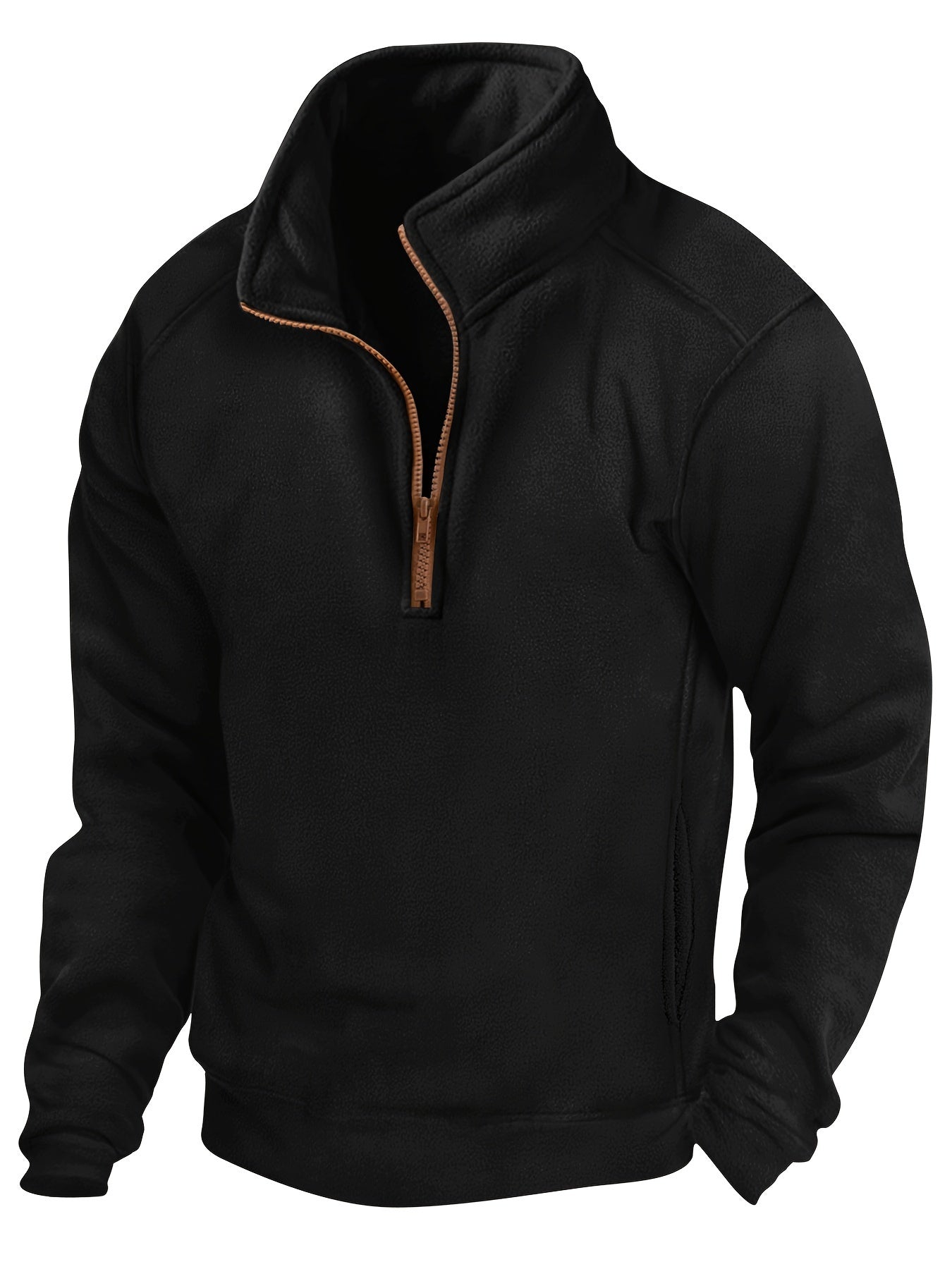 Fleece Pullover Herren Stehkragen Halb-Reißverschluss