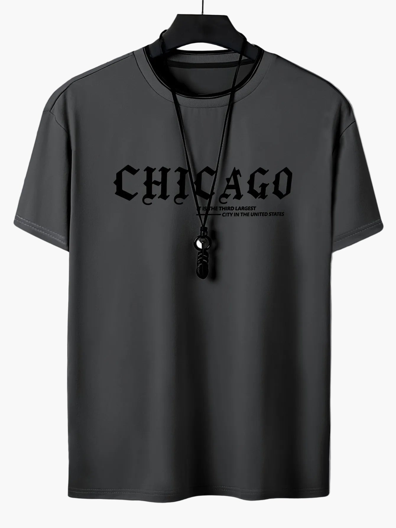 Herre T-shirt i streetwear-stil med "Chicago" print – afslappet sommeroverdel